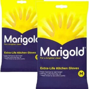 Marigolds Unisex Marigold-gloves-medium Marigold Extra Life Kitchen Gloves Medium 2 Pairs, Yellow