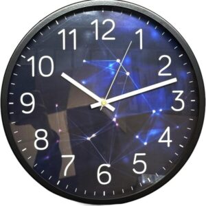 NFIBIS Modern Geometric Starry Blue-Pink Sky Wall Clock
