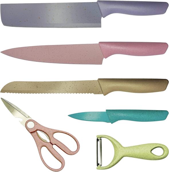 6 Pc Colourful Kitchen Knives Set