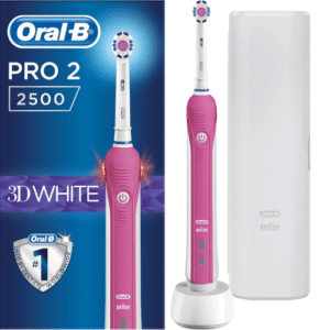 Oral-B Pro 2500 3D White Electric Rechargeable Toothbrush with Travel Case
