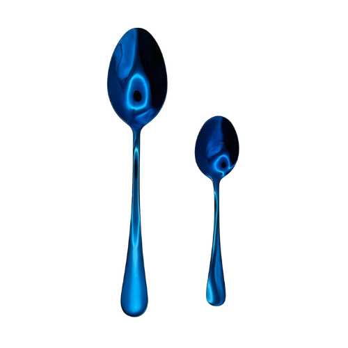 Royal Blue Cutlery Set, NFIBIS 30-Piece Colorful Stainless Steel Flatware Spoons, Knife and Fork - Image 3