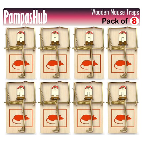 Traditional Small Wooden Mouse Traps 8 Pack